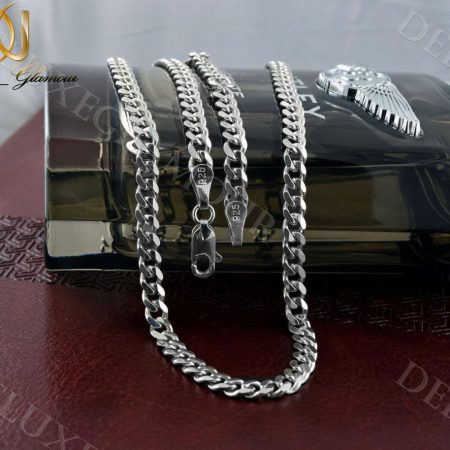 خرید زنجیر مردانه نقره طرح کارتیه Nw-n239 - زمینه رنگی