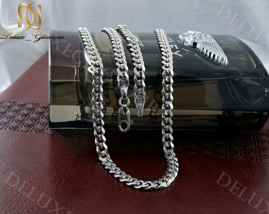 خرید زنجیر مردانه نقره طرح کارتیه Nw-n239 - زمینه رنگی