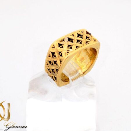 انگشتر زنانه استیل طرح سیاه قلم مربعی rg-n268