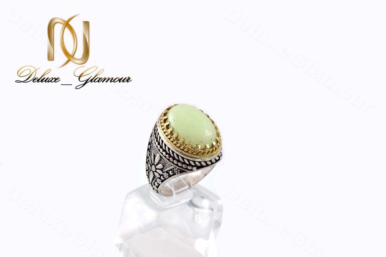 انگشتر مردانه نقره سیاه قلم با سنگ شب چراغ Rg-n257 - عکس اصلی