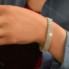 خرید دستبند بند ساعتی نقره عریض زنانه جواهر DS-N243 - روی دست