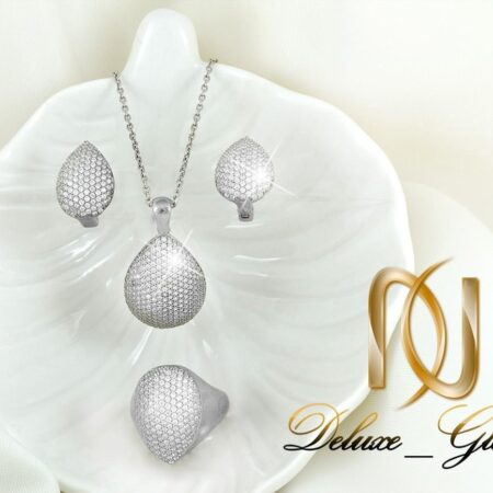 سرویس نقره جواهری  نگیندار طرح اشک Se-n137