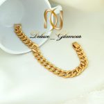 دستبند زنانه ژوپینگ طلایی طرح کارتیر ds-n268 از نمای بالا