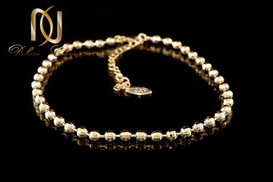پابند استیل طرح ساچمه ای با روکش آب طلا pa-n105 از نمای مشکی