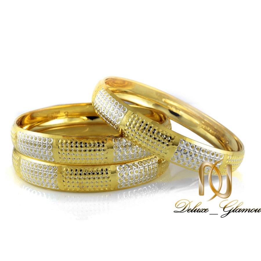 النگو نقره زنانه دو رنگ طرح طلا al-n106 از نمای سفید