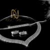 سرویس نقره عروس جواهری طرح تنیسی ns-n230 از نمای مشکی
