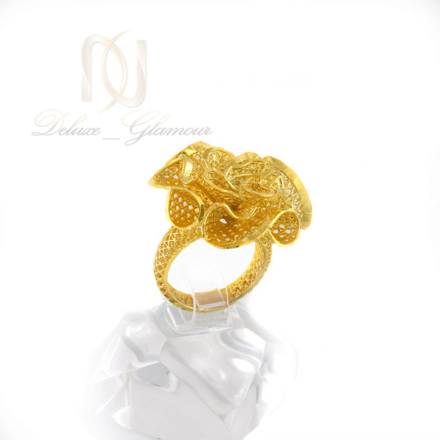 انگشتر نقره زنانه طرح طلاي گل RG-N327 از نماي روبرو