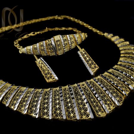 سرویس نقره تراش طرح طلا ns-n255 از نمای مشکی