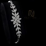 سرویس نقره عروس نگین دار طرح برگ ns-n256 از نمای مشکی