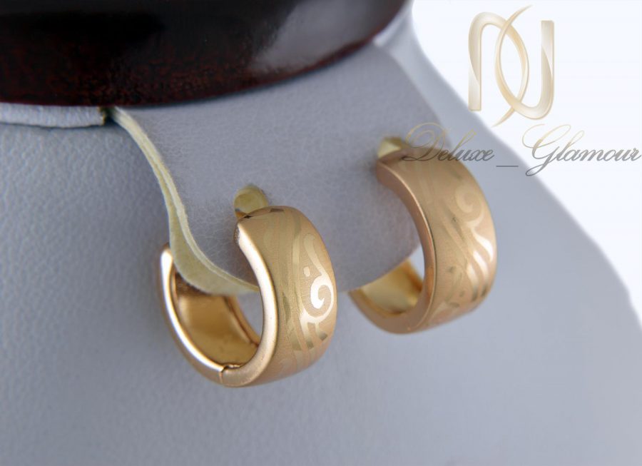 گوشواره حلقه ای ژوپینگ طرح طلا er-n160 از نمای روبرو