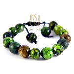 دستبند سنگی سبز عقیق دخترانه با قفل کراواتی ds-n012 - عکس اصلی