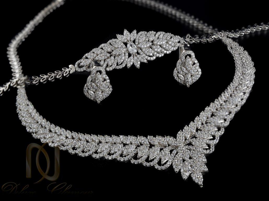 سرویس عروس نقره طرح جواهری ns-n257 از نمای مشکی