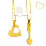 گردنبند ست عاشقانه قلب و تیر mf-n116 از نمای سفید