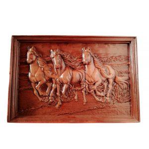 تابلو چوبی نقش برجسته سه بعدی منبت طرح اسب dc-01-عکس اصلی