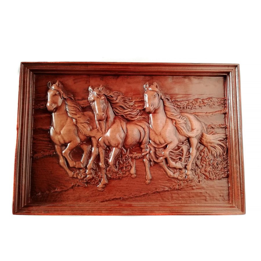 تابلو چوبی نقش برجسته سه بعدی منبت طرح اسب dc-01-عکس اصلی