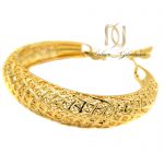 دستبند زنانه برنجی توری طرح طلا ds-n371 از نمای کنار