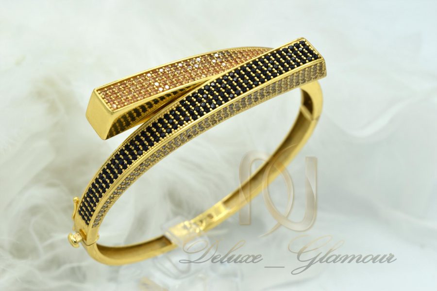 دستبند نقره زنانه طرح جدید طلایی DS-N375 آز نمای روبرو