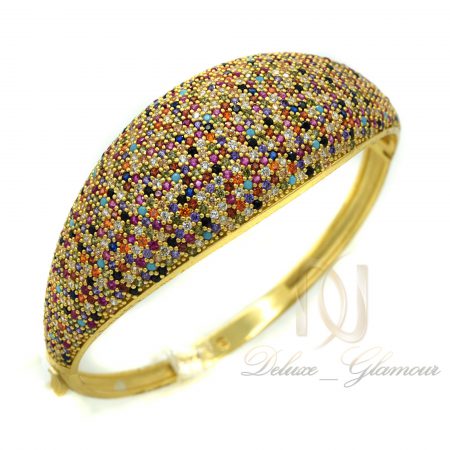 دستبند نقره زنانه طلایی نگین رنگی DS-N361 از نمای بالا