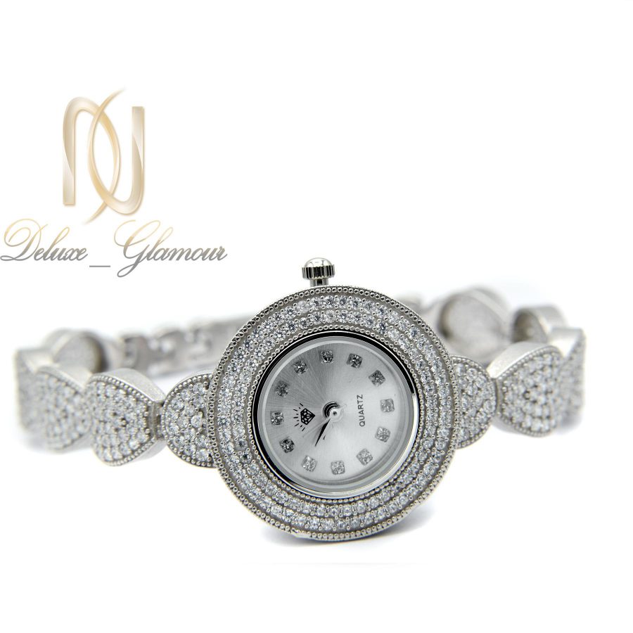 ساعت نقره زنانه جواهری طرح اشک wh-n127 از نمای سفید