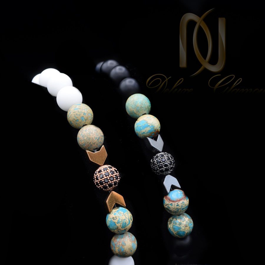 ست دستبند عاشقانه سنگی اسپرت za-n101 از نمای مشکی