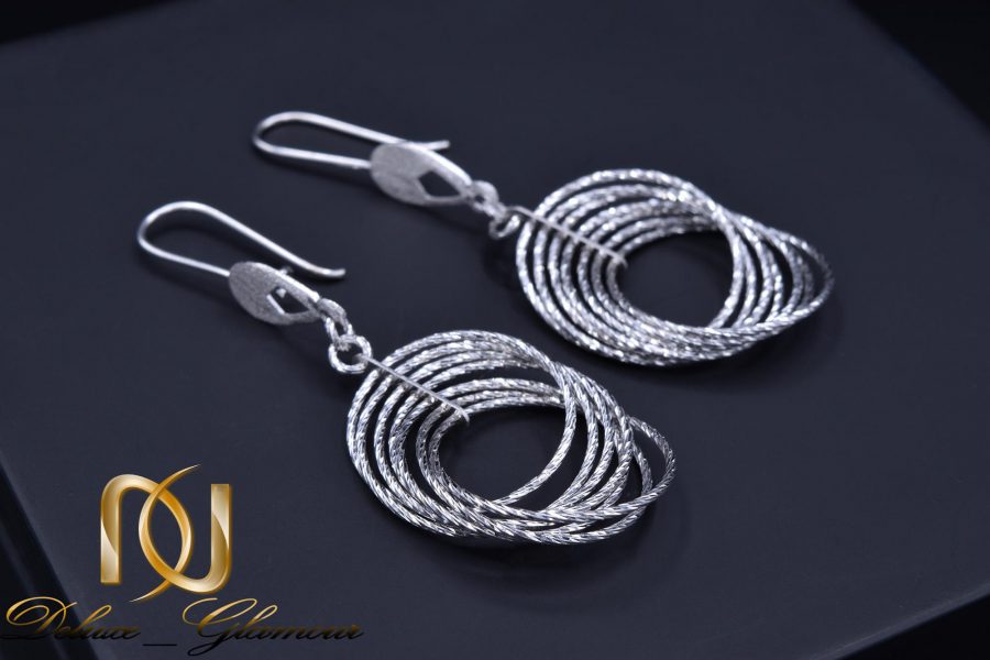 گوشواره حلقه بزرگ نقره زنانه er-n168 از نمای مشکی