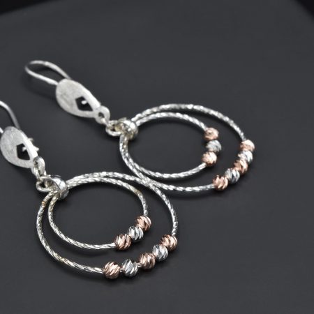 گوشواره نقره آویزی حلقه بزرگ er-n167 از نمای مشکی