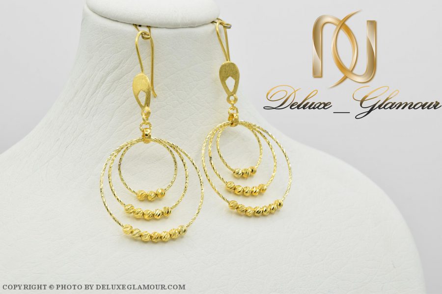 گوشواره نقره حلقه بزرگ طلایی er-n165 از نمای کنار