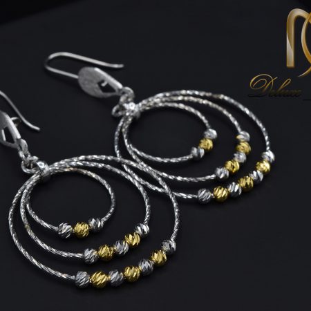گوشواره نقره زنانه حلقه ای بزرگ er-n162 از نمای مشکی