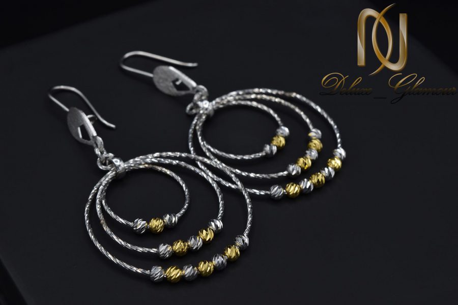 گوشواره نقره زنانه حلقه ای بزرگ er-n162 از نمای مشکی