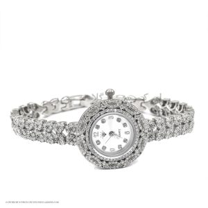 ساعت نقره زنانه جواهری صفحه گرد WH-N135 از نمای سفید