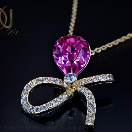 گردنبند دخترانه پاپیون نگین سواروسکی nw-n452 از نمای مشکی