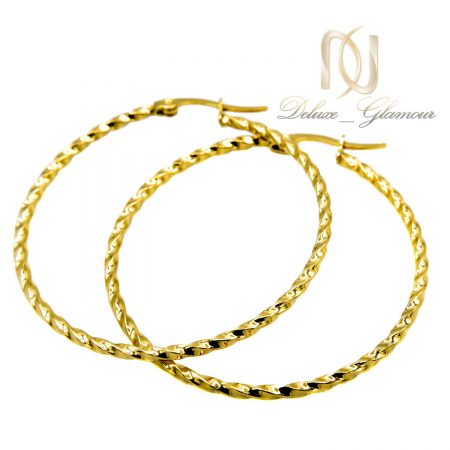 گوشواره حلقه ای بزرگ استیل طرح طلا er-n179 از نمای سفید