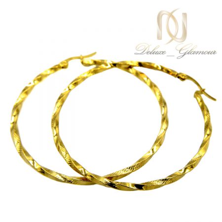 گوشواره حلقه ای بزرگ استیل طلایی er-n180 از نمای سفید