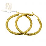 گوشواره زنانه حلقه ای استیل طلایی er-n176 از نمای سفید