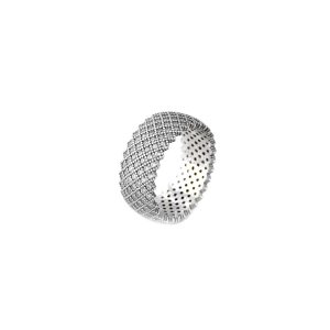 انگشتر نقره زنانه طرح حلقه پرنگین rg-n324 از نمای روبرو