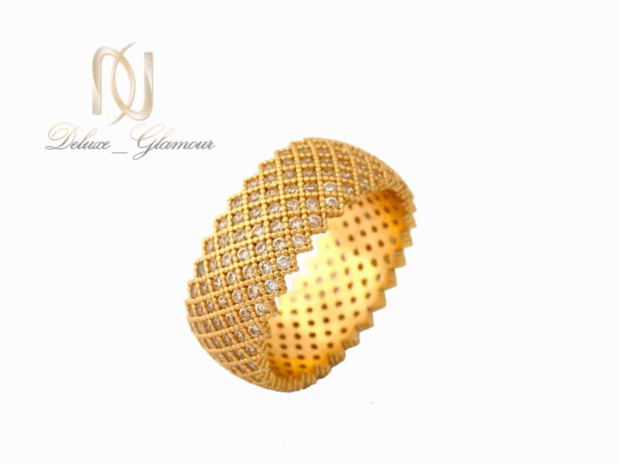 انگشتر نقره زنانه طلایی پرنگین طرح حلقه rg-n315 از نمای سفید