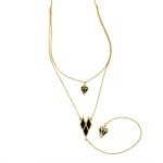 گردنبند رومانتویی بلند طرح الماس طلایی NW-N478 از نمای سفید