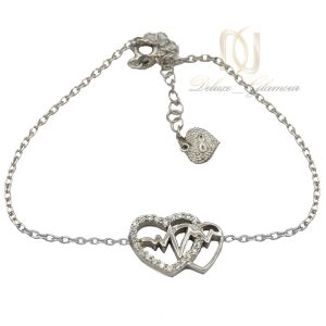 دستبند دخترانه ظریف طرح ضربان و قلب ds-n462 از نمای سفید