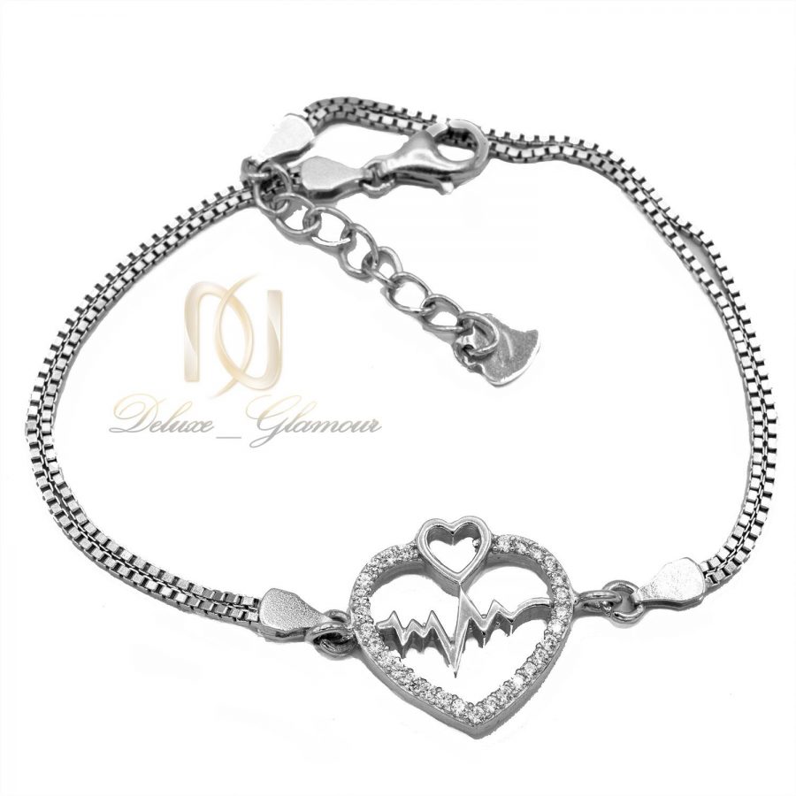 دستبند دخترانه نقره طرح ضربان قلب DS-N461 از نمای سفید
