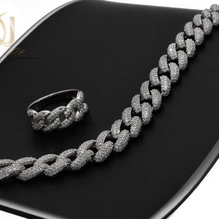 ست دستبند و انگشتر نقره طرح کارتیه ns-n480 از نمای مشکی