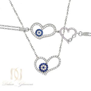 ست گردنبند و دستبند نقره دخترانه قلب NS-N474 از نمای سفید