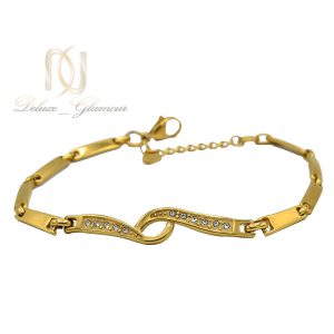 دستبند زنانه استیل طرح طلای نگین دار DS-N485 از نمای سفید