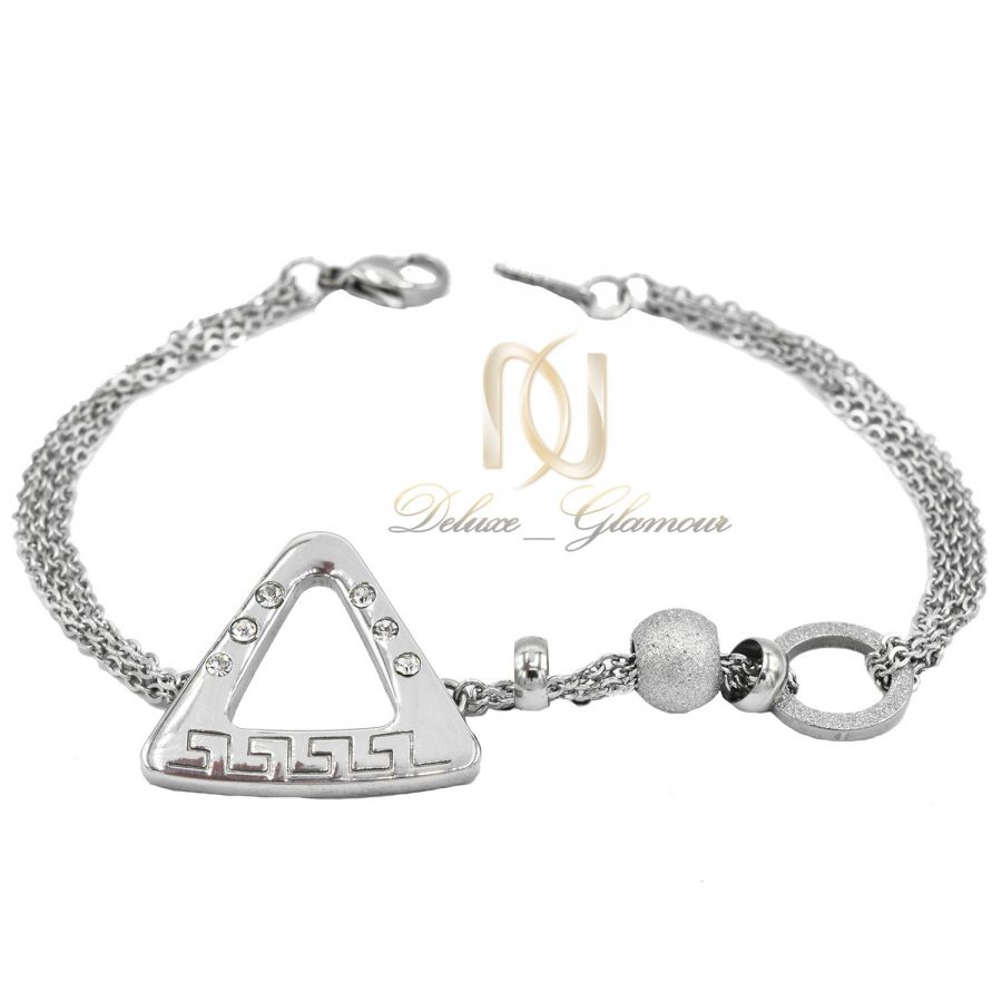 دستبند زنانه استیل طرح مثلثی جدید DS-N486 از نمای سفید