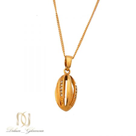 گردنبند زنانه استیل طرح طلای نگین دار NW-N512 از نمای سفید