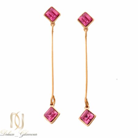 گوشواره ژوپینگ نگین سواروسکی صورتی