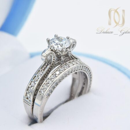 حلقه و پشت حلقه نقره زنانه تک نگین