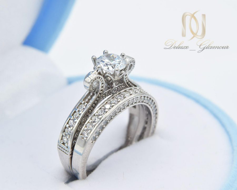 حلقه و پشت حلقه نقره زنانه تک نگین