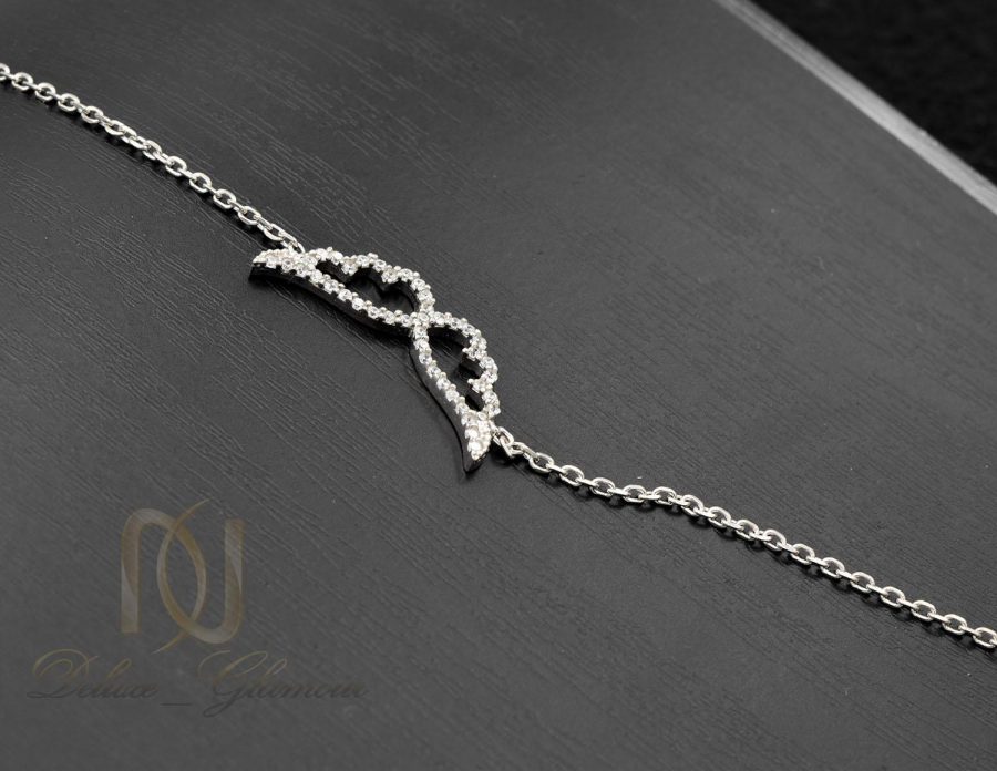 دستبند نقره دخترانه طرح بال فرشته ds-n470 از نمای مشکی