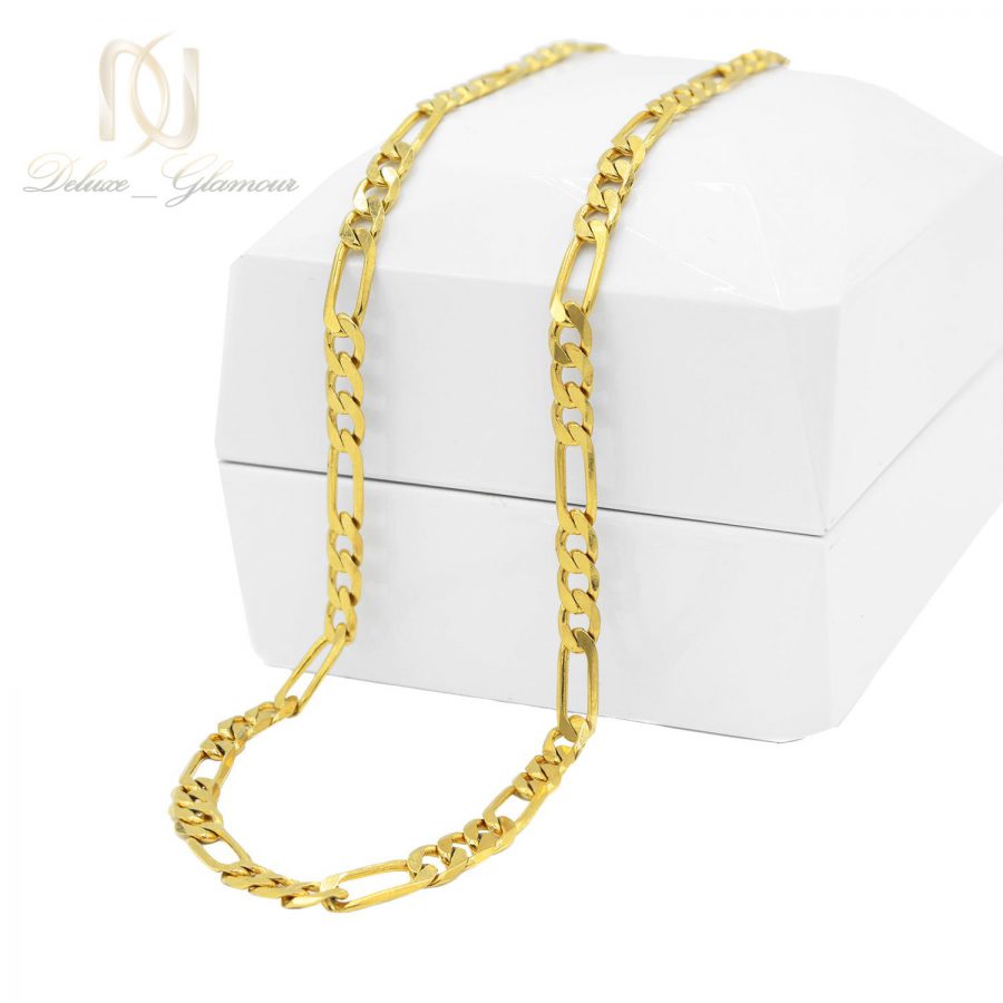 زنجیر مردانه استیل طرح لوفیگارو طلایی nw-n528 از نمای روبرو