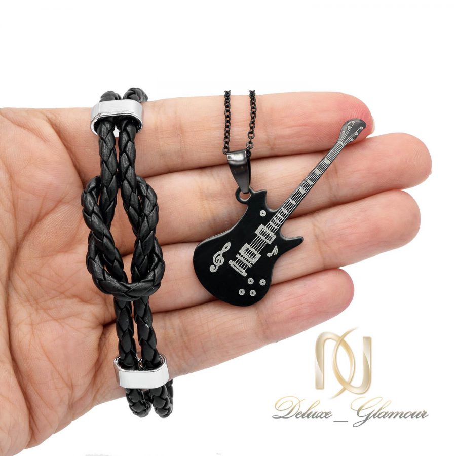 دستبند اسپرت چرم مشکی گره عشق ds-n455 از نمای روی دست